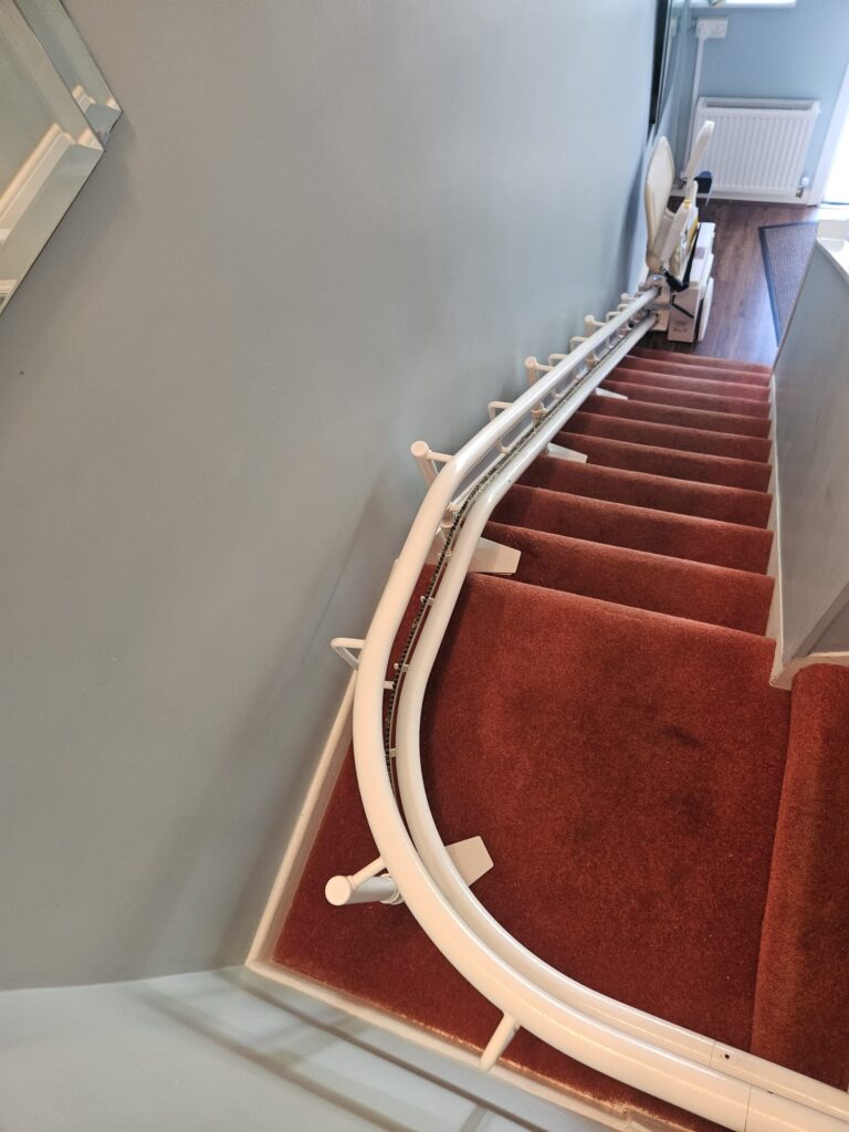 Very neat straight and Curved Stair Lift installation in Finglas, North County Dublin