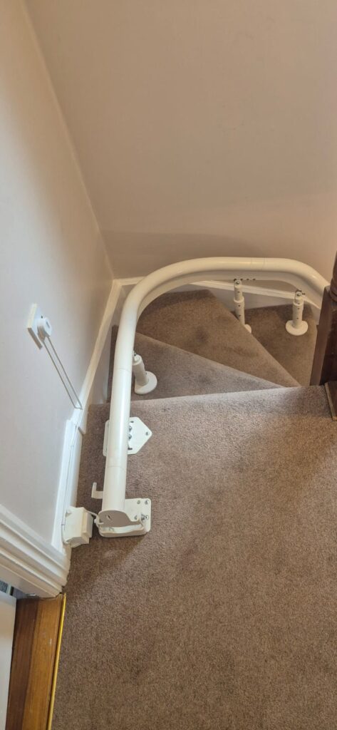 Curved section of stairlift installation in Castleknock, Dublin 15